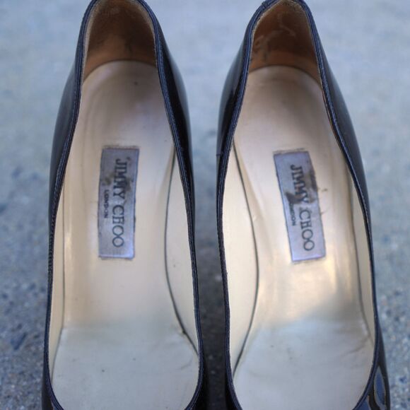 Jimmy Choo Gilbert Patent Leather Pumps Black Size 39 Italy Classic Heels Repair - Picture 10 of 12